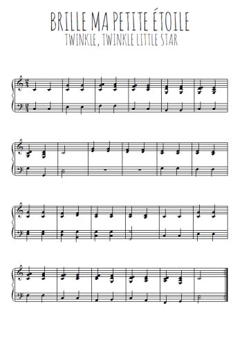 Téléchargez l'arrangement pour piano de la partition de Brille ma petite étoile en PDF